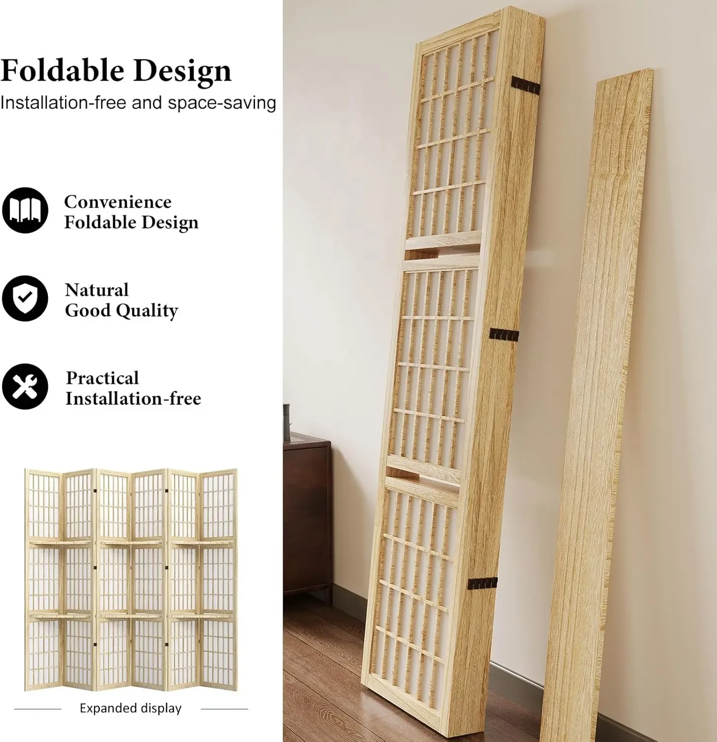 5.6FT Six Panel Foldable Porta - огляд і ціна Shoji Screen Divider